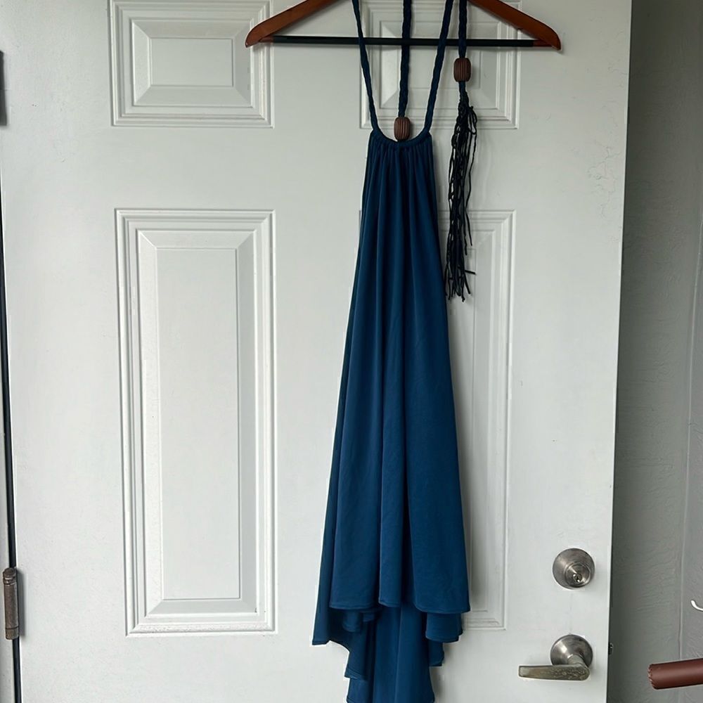 Silk Halter Dress - Attached One Piece Body Suit Underneath - Size Small